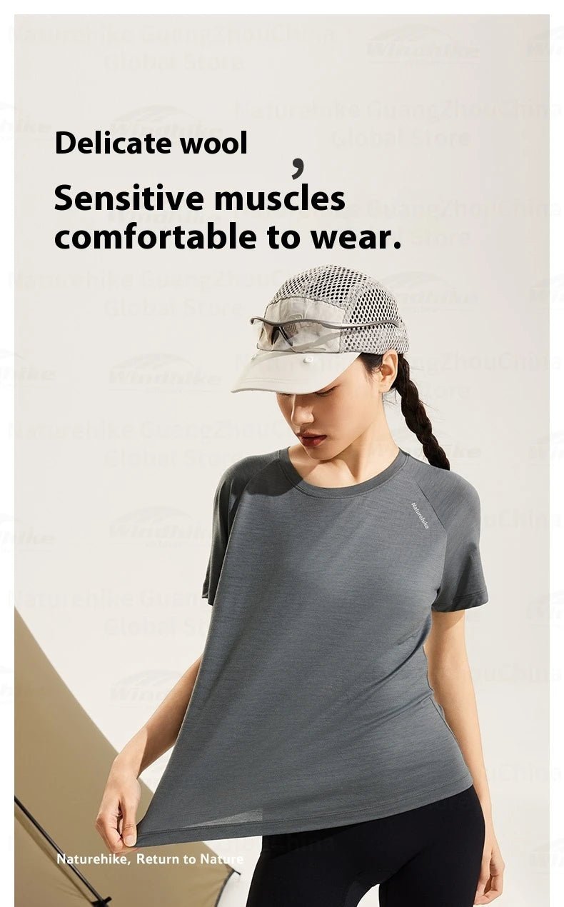 Naturehike Sports T-Shirt 100% Merino Wool Short Sleeve Running Training Outdoor Men Women Breathable Quick-Drying Sweatshirt - Reinvent Yourself