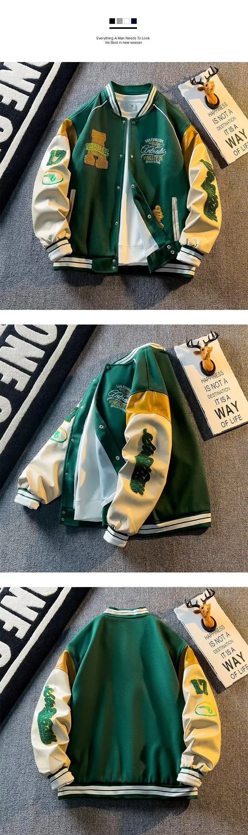 New Handsome Baseball Jackets for Men Spring and Autumn Trendy Brand Jackets with Embroidered Appliques Which Are All - Matching by Reinvent Yourself
