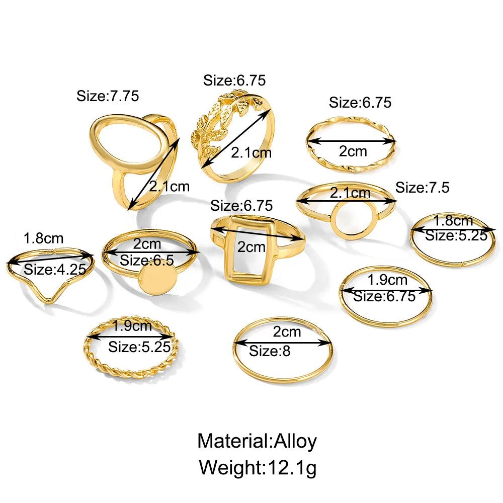 New Trendy Gold Color Rings Set For Women Simple Irregular Geometric Oval Hollow Out Opening Ring Girl Party Jewelry Gift Bague by Reinvent Yourself