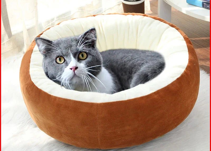 Pet Bed Warming Donut Style For Small Dogs Faux Fur Kennel Cozy Indoor - Reinvent Yourself