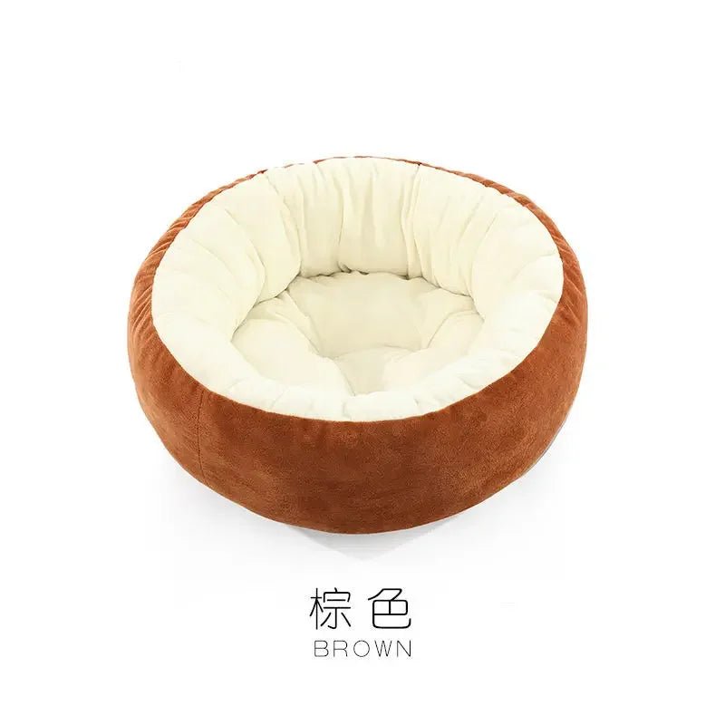 Pet Bed Warming Donut Style For Small Dogs Faux Fur Kennel Cozy Indoor - Reinvent Yourself