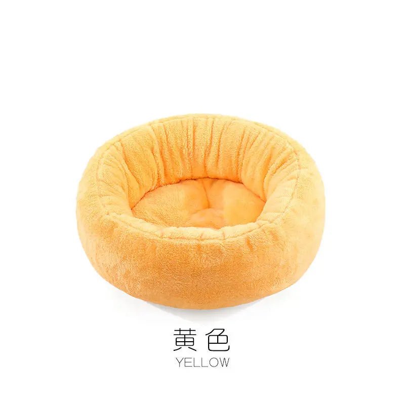 Pet Bed Warming Donut Style For Small Dogs Faux Fur Kennel Cozy Indoor - Reinvent Yourself