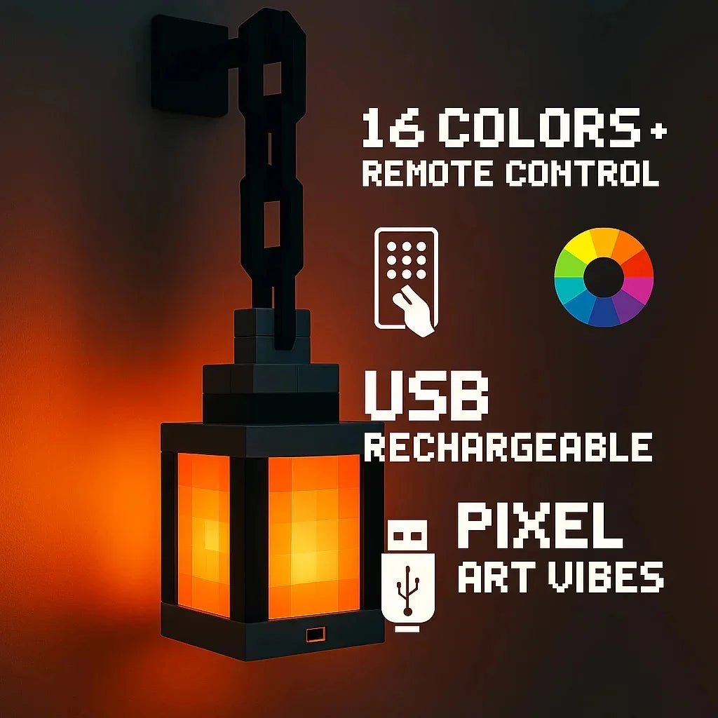 Pixel Style Wall Night Light USB Creative My Worlds Hanging Lantern For Bedroom & Gaming Decor Atmosphere Lamp For Boys Room - Reinvent Yourself