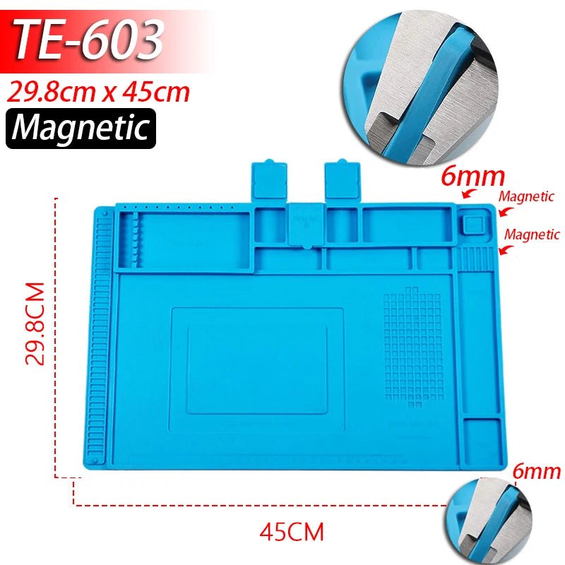 Soldering Station Mat Silicone Work Mat Heat Resistant 932°F Anti-Static Magnetic Mat for Electronic Phone Laptop Watch Repair by Reinvent Yourself