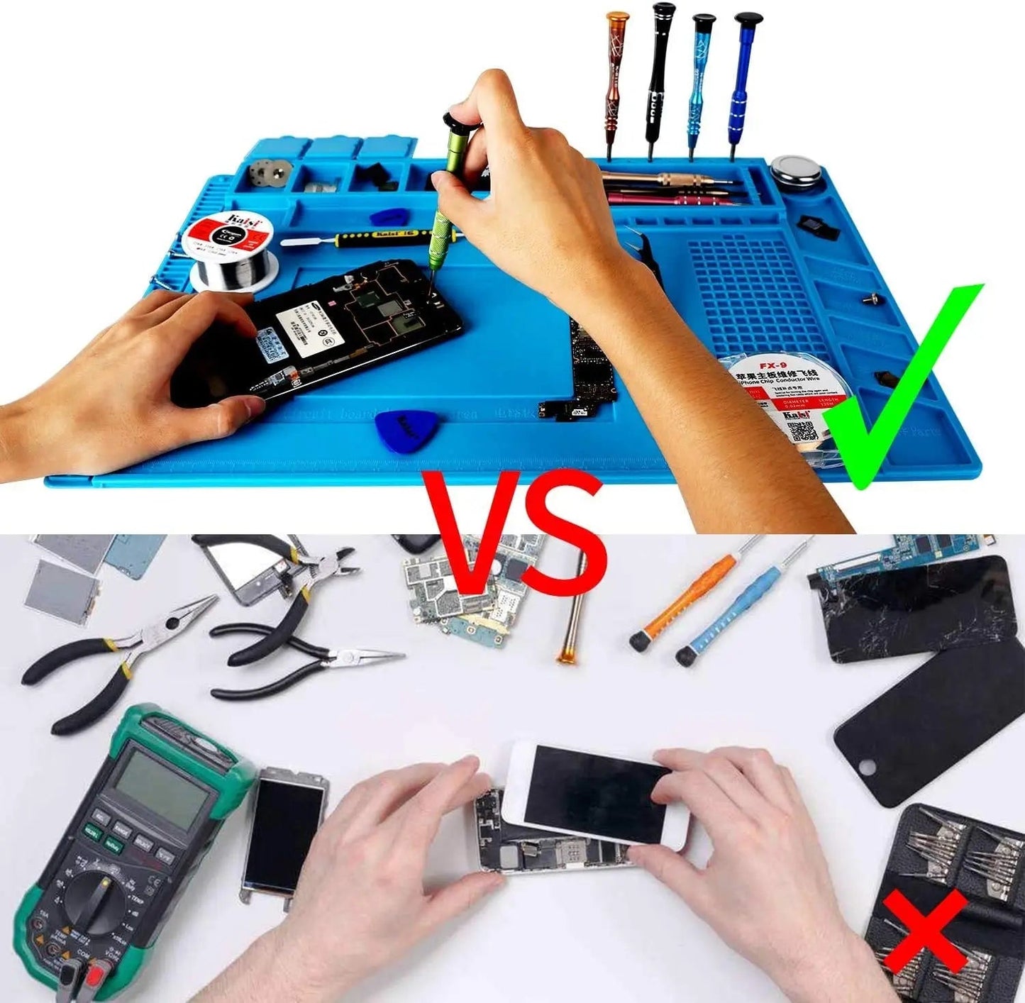 Soldering Station Mat Silicone Work Mat Heat Resistant 932°F Anti-Static Magnetic Mat for Electronic Phone Laptop Watch Repair by Reinvent Yourself