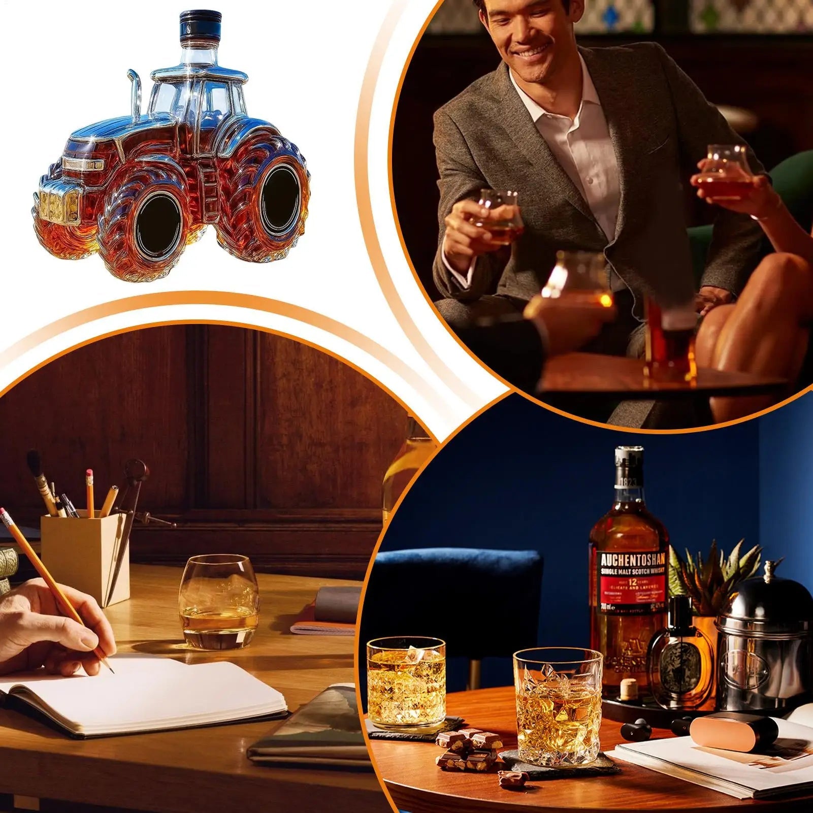 Tractor Shaped Whiskey Decanter 300ML 350ML Glass Bottles Home Bar Decor - Reinvent Yourself