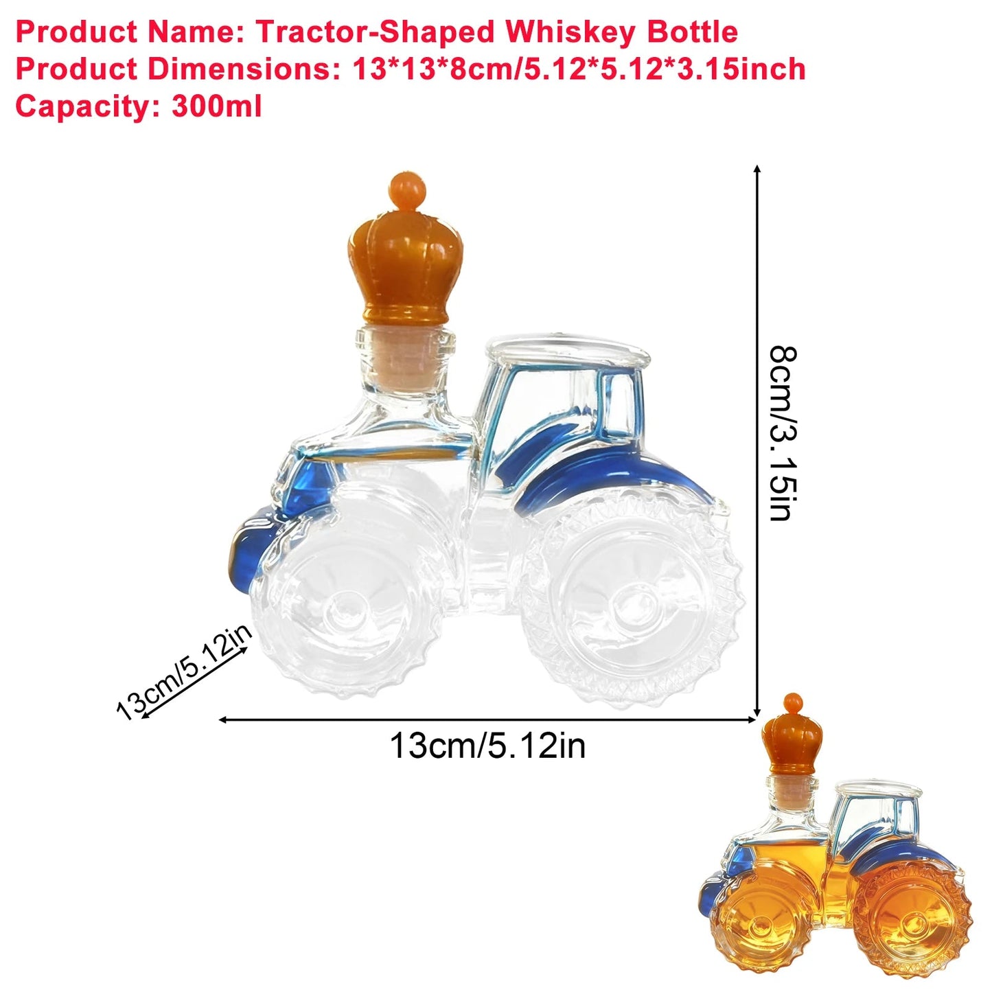 Tractor Shaped Whiskey Decanter 300ML 350ML Glass Bottles Home Bar Decor - Reinvent Yourself