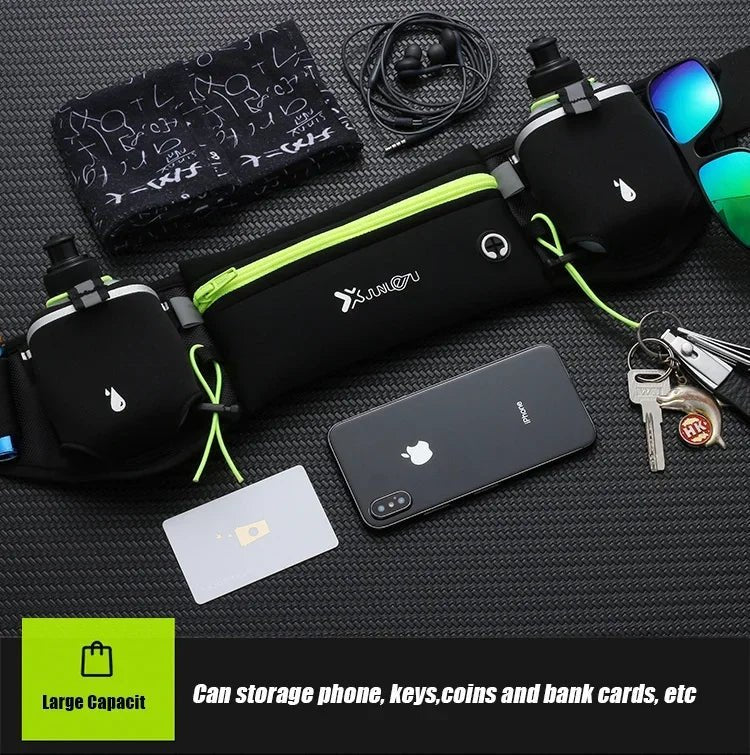 Trail Running Waist Pack For Man/Woman Marathon Phone Water Bottle Sports Fanny Pack Fitness Dual Pocket Running Belt Waist Bag by Reinvent Yourself