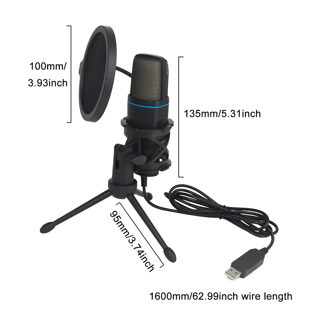 USB Microphone RGB Microfone Condensador Wire Gaming Mic for Podcast Recording Studio Streaming Laptop Desktop PC by Reinvent Yourself