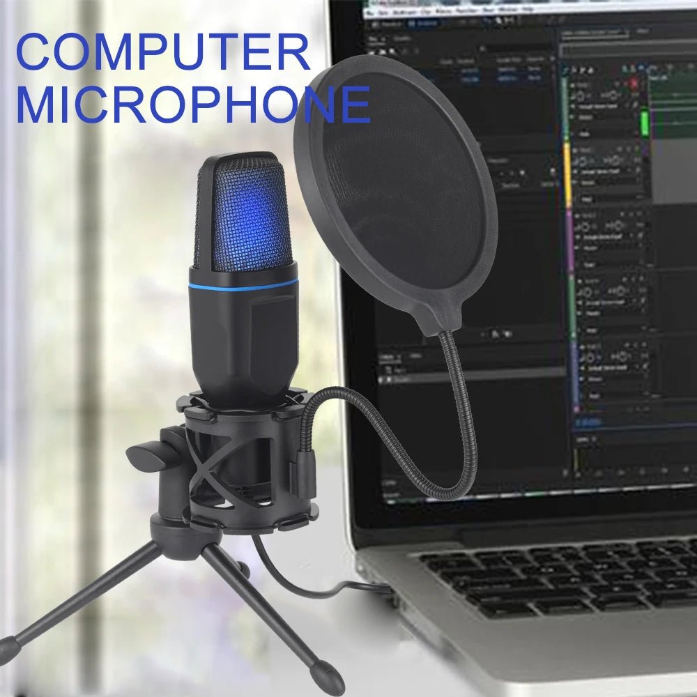 USB Microphone RGB Microfone Condensador Wire Gaming Mic for Podcast Recording Studio Streaming Laptop Desktop PC by Reinvent Yourself