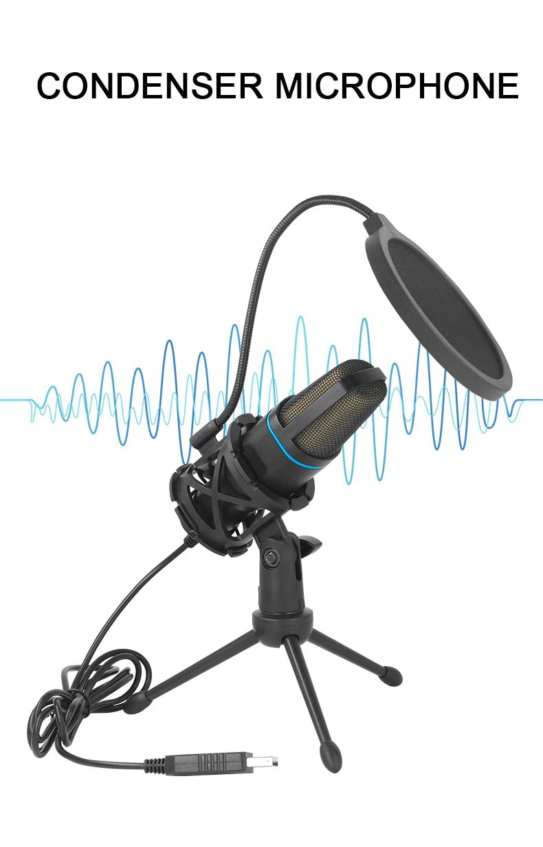 USB Microphone RGB Microfone Condensador Wire Gaming Mic for Podcast Recording Studio Streaming Laptop Desktop PC by Reinvent Yourself