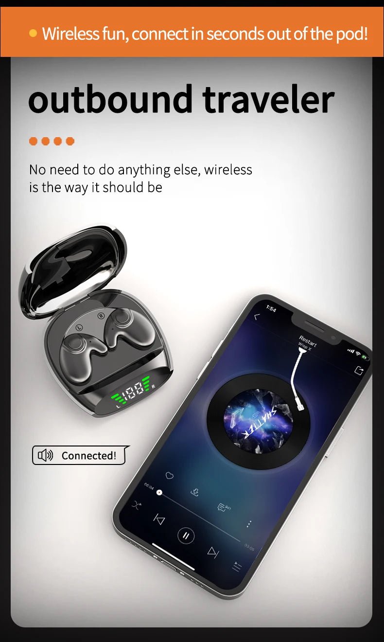 Waterproof Wireless Bluetooth 5.3 Headsets Mini headset Painless Call Noise Cancelling Thin Headphones Fit for Sleeping/Sports by Reinvent Yourself