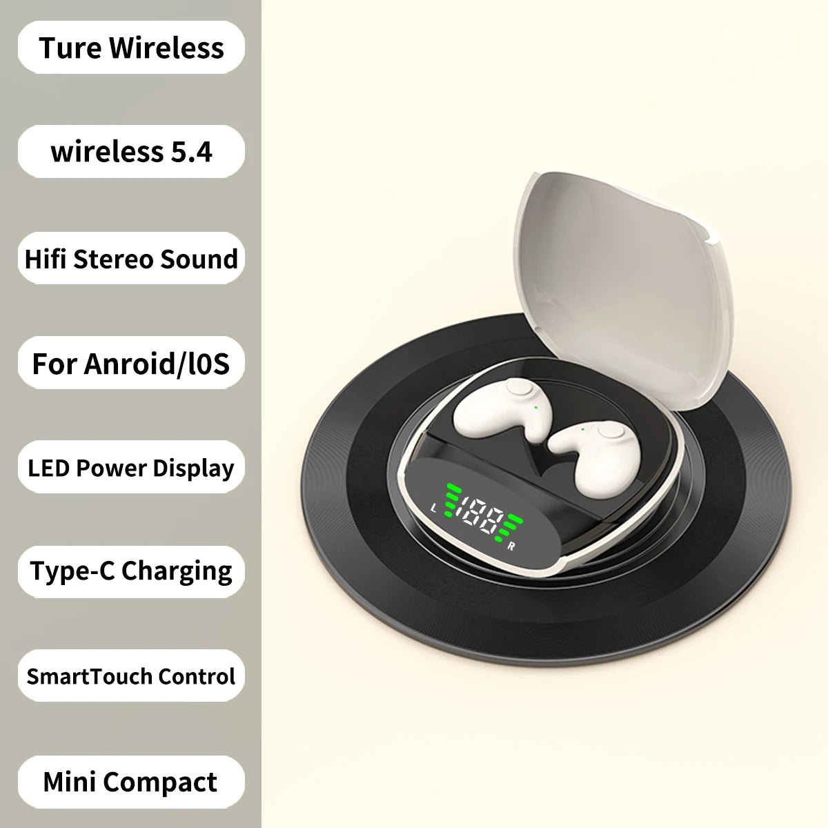 Waterproof Wireless Bluetooth 5.3 Headsets Mini headset Painless Call Noise Cancelling Thin Headphones Fit for Sleeping/Sports by Reinvent Yourself