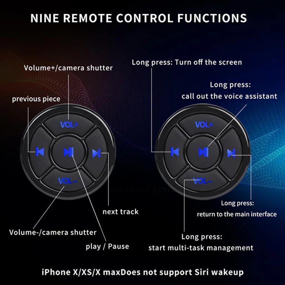 Wireless Bluetooth 5.0 Remote Controller Media Button Car Motorcycle Bike Steering Wheel Music Play for IOS Android Phone Tablet - Reinvent Yourself