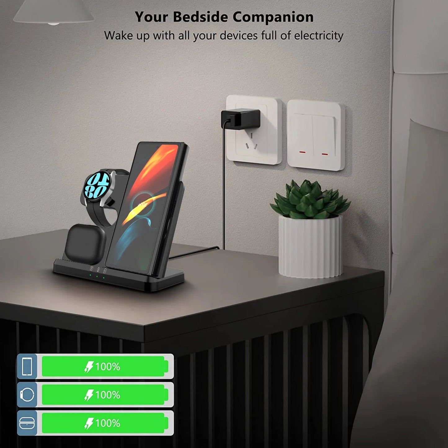 Wireless Charger 3 In 1 Stand Dock For Samsung Galaxy S24 S23 S22 Buds 2/3 Pro Galaxy watch 7 6 Induction Fast Charging Station - Reinvent Yourself