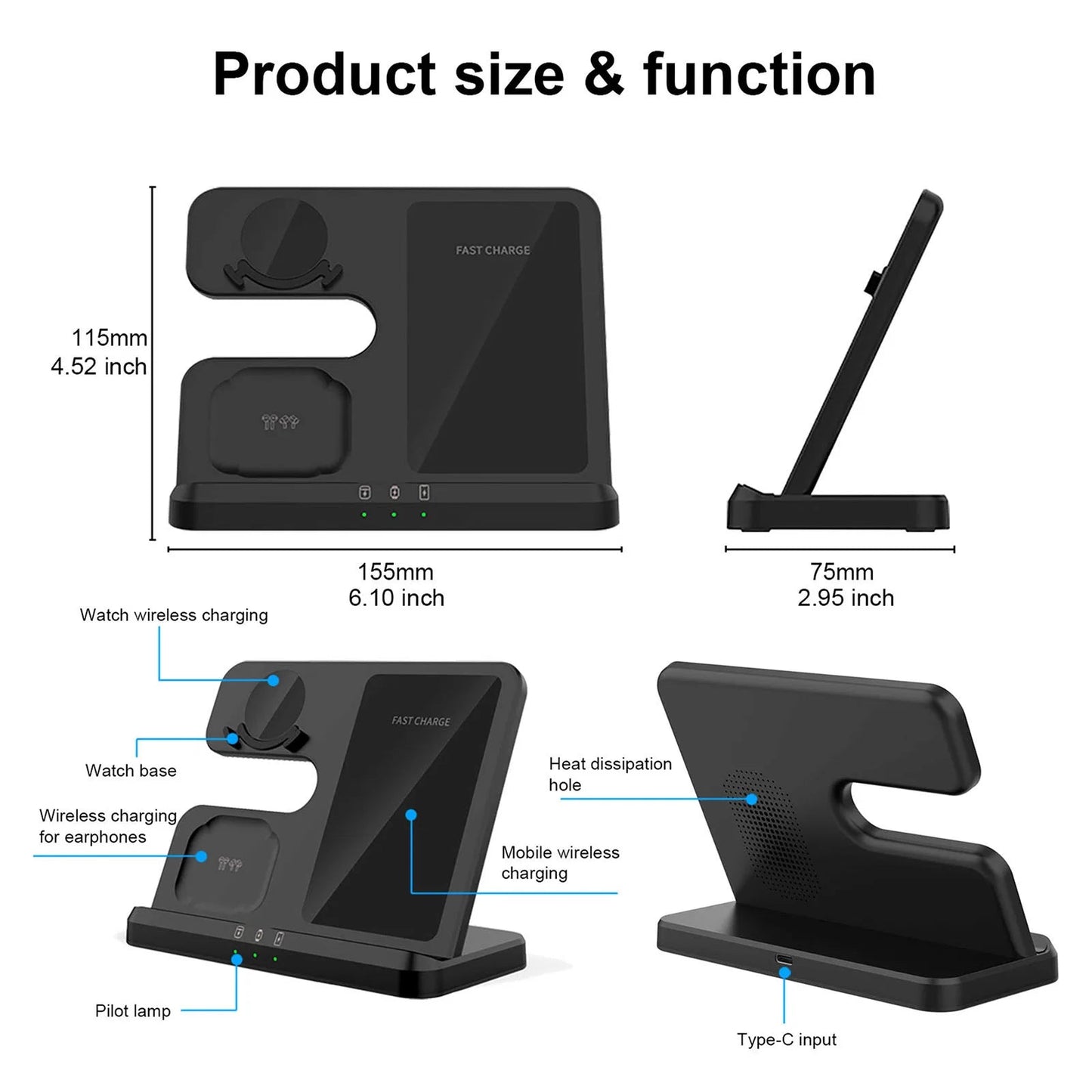 Wireless Charger 3 In 1 Stand Dock For Samsung Galaxy S24 S23 S22 Buds 2/3 Pro Galaxy watch 7 6 Induction Fast Charging Station - Reinvent Yourself