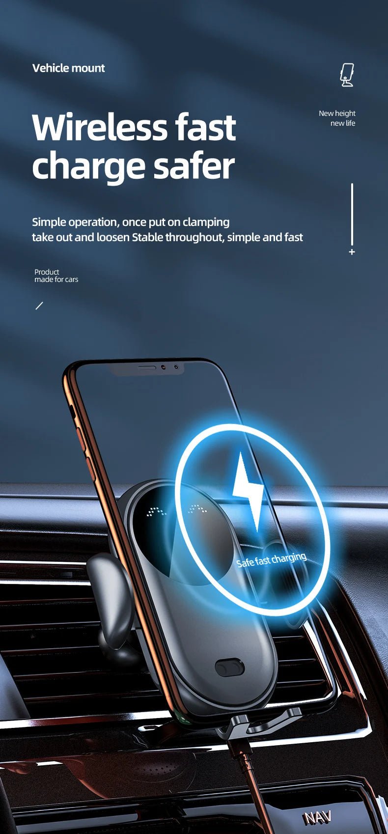 Wireless Charger Car Mount for Air Vent Mount Car Phone Holder Rotating Intelligent Infrared Fast Wireless Charging Charger - Reinvent Yourself