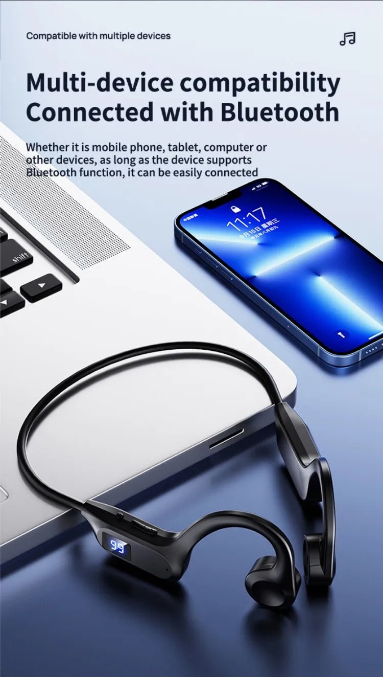 X7 Wireless Bluetooth Earphones, Sports-Style Air-Conducting LED Battery Display, Memory Card Insertion Support by Reinvent Yourself