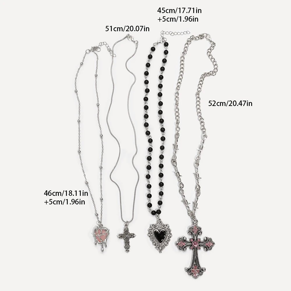 Y2K Sweet Cool Girl Cross Love Pendant Necklace Personalized For Daily Wear - Reinvent Yourself