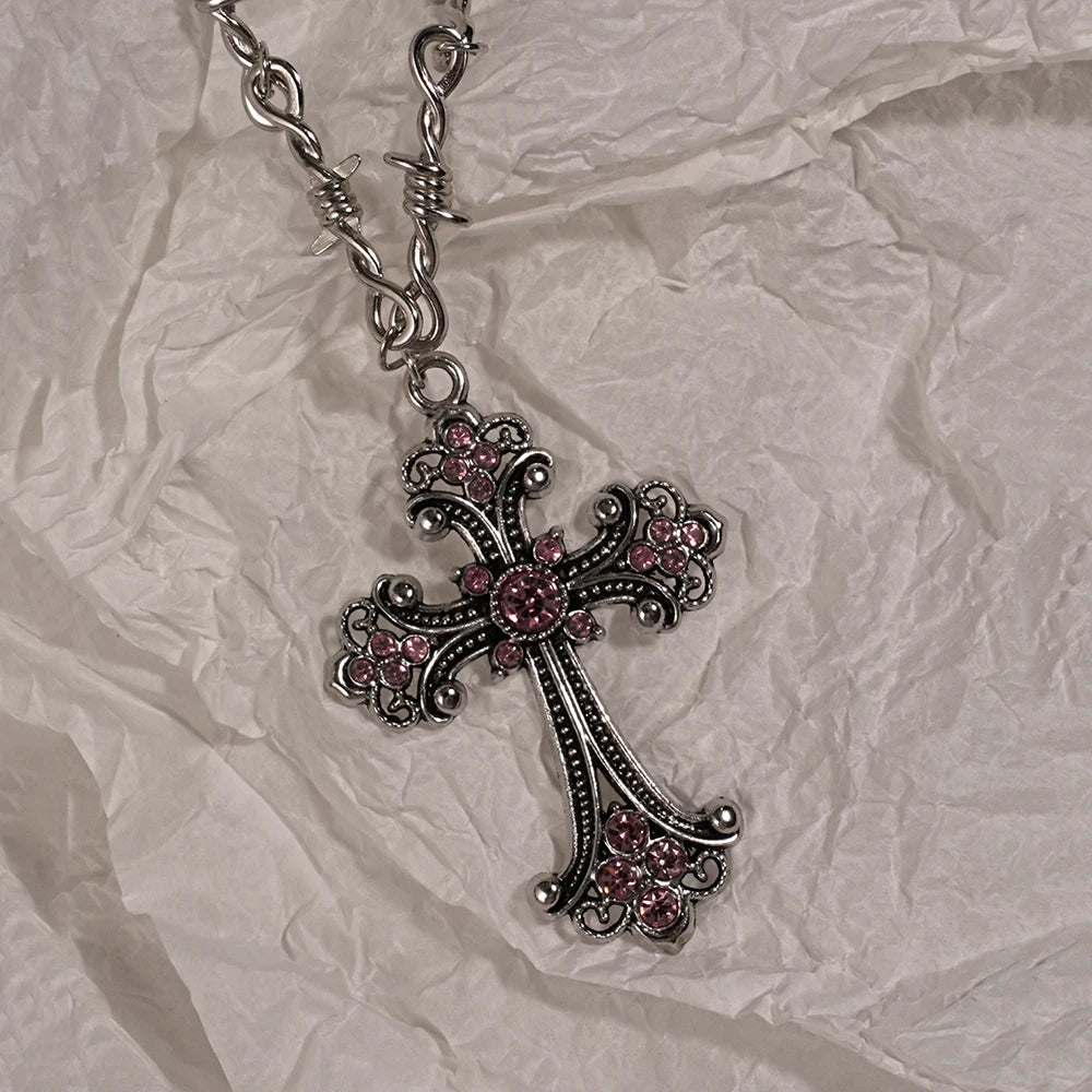 Y2K Sweet Cool Girl Cross Love Pendant Necklace Personalized For Daily Wear - Reinvent Yourself
