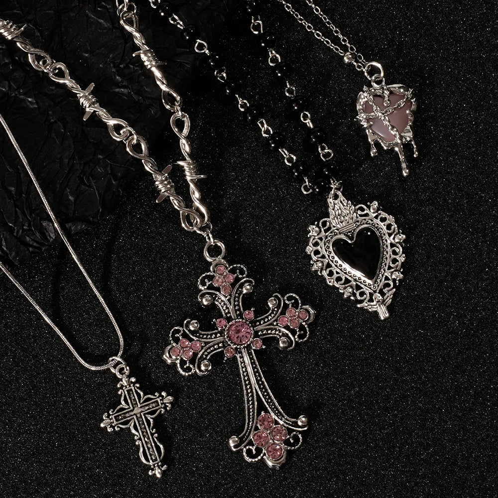 Y2K Sweet Cool Girl Cross Love Pendant Necklace Personalized For Daily Wear - Reinvent Yourself