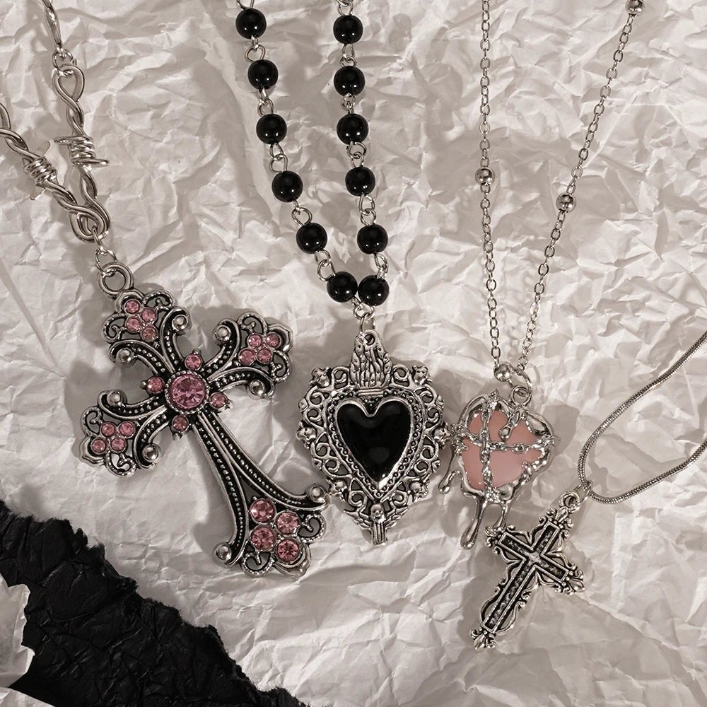 Y2K Sweet Cool Girl Cross Love Pendant Necklace Personalized For Daily Wear - Reinvent Yourself