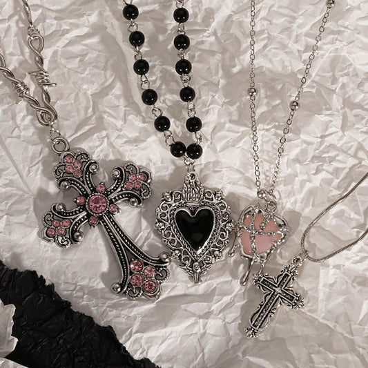 Y2K Sweet Cool Girl Cross Love Pendant Necklace Personalized For Daily Wear - Reinvent Yourself