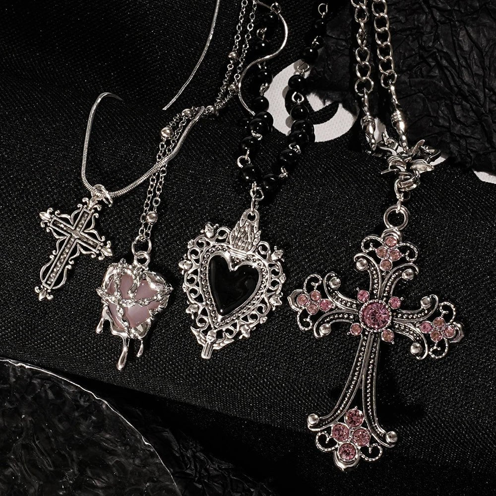 Y2K Sweet Cool Girl Cross Love Pendant Necklace Personalized For Daily Wear - Reinvent Yourself