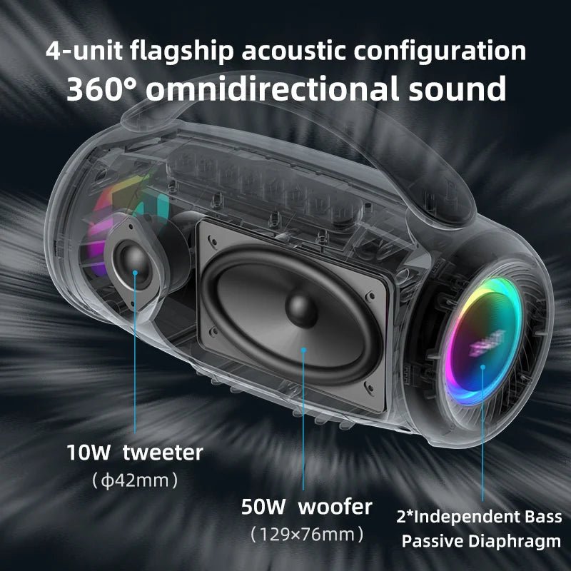 Zealot-P12 Speaker 60W Portable Bluetooth Speaker with IPX6 Waterproof, Comfortable handle,Controllable lighting,TF,USB - Reinvent Yourself